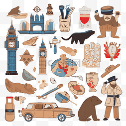 英国卡通图片_英国剪贴画收集伦敦卡通中各种物