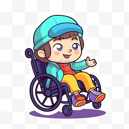 残疾人轮椅贴图片_卡通女孩坐在轮椅上 向量