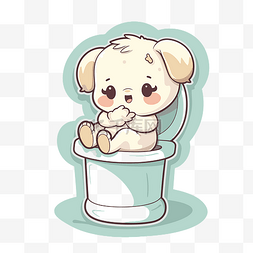 可爱的小狗插画图片_可爱的小狗在厕所插画 向量