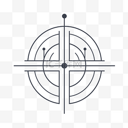 用线条绘制指南针的简单线条画 