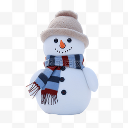 雪景卡通图片_帶帽子的可愛小雪人