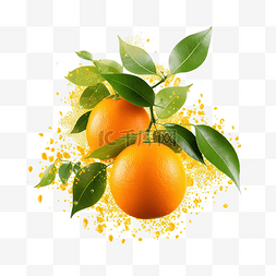 健康抽象背景图片_ai生成带叶子的橙色水果