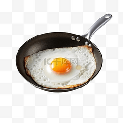 在煎锅中煎的鸡蛋 3d 逼真 png