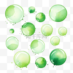 印迹图片_抽象绿色水彩颜料滴圆圈标签
