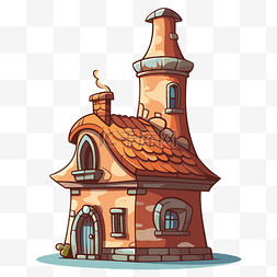 烟囱剪贴画 卡通房子有砖烟囱和