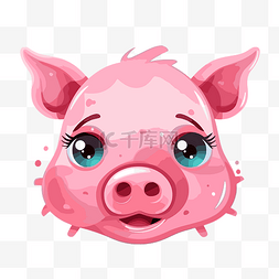 粉红色猪卡通图片_猪脸剪贴画可爱的粉红色猪与蓝色