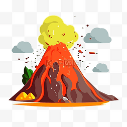 喷发的火山剪贴画火山插图白色背