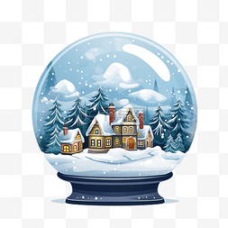 圣诞纪念品雪球与冬季枞树矢量图