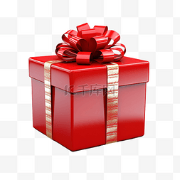 红色礼品盒丝带图片_3d圣诞红色礼品盒png