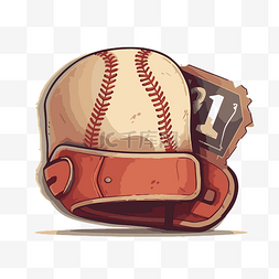 卡通棒球头盔与棒球 T 恤矢量图剪