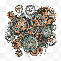 主题插画字体图片_齿轮剪贴画时间机器蒸汽朋克齿轮