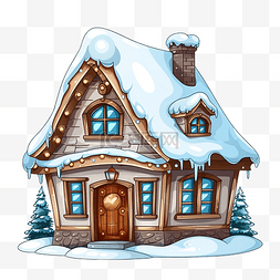 冬季新年和圣诞节的带屋顶建筑的