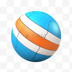 折扣蓝色图片_3d 插图沙滩排球