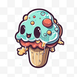 冰淇淋的甜筒图片_可爱的卡通冰淇淋甜筒，上面有滑