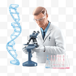 因子基因图片_3d 科学家做实验室研究科学家与 dn