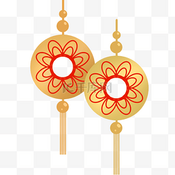 春节兔年中国新年金色铜钱装饰