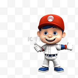 持有空白白色横幅的棒球吉祥物 3D