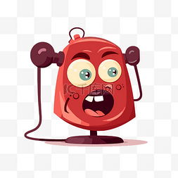 来电剪贴画红色电话与他的脸愤怒