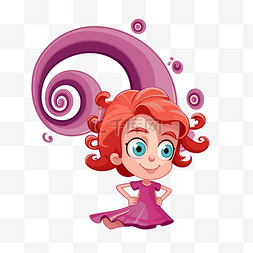 旋转剪贴画可爱的女孩红头发与螺