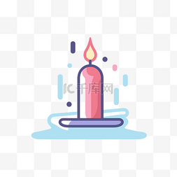 融化蜡烛图片_水上蜡烛的插图，顶部有水滴 向