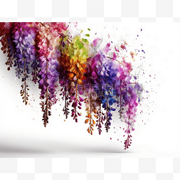 紫藤花的多彩抽象 3d 肖像