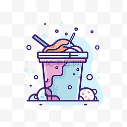 透气吸湿图标图片_带吸管的彩色杯子中的冷冻奶昔图