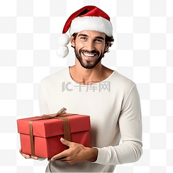 男士西裝图片_戴着圣诞老人帽子的优雅男人，手