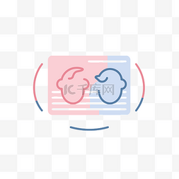 两个面孔以红色和蓝色设计显示 