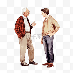 老人和年轻人交谈