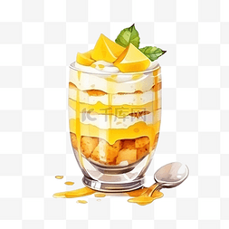 芒果布丁意式奶冻芒果甜点菜单水