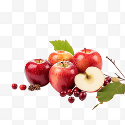 感恩节问候与成熟的苹果和白浆果