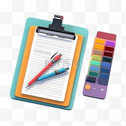 紫色商业背景图片_检查列表与剪贴板计算器铅笔插图