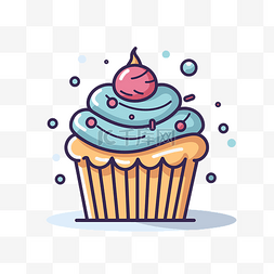 彩色糖霜图片_蓝色纸杯蛋糕，上面有糖霜和糖粉
