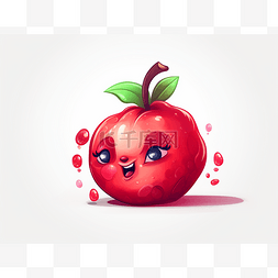 石榴卡通图片_kiki插画的可爱小红苹果