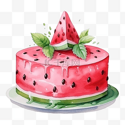 水彩蛋糕西瓜