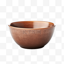 棕色碗图片_白色背景上的空棕色碗