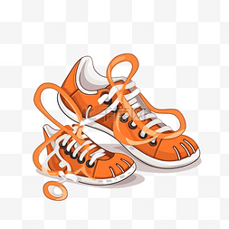 足球鞋矢量图片_足球鞋带剪贴画橙色运动鞋和鞋带
