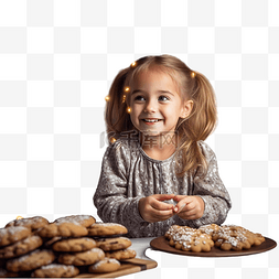 小女孩抱蛋糕图片_小女孩在圣诞树的背景下沉迷于饼