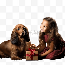 小孩子和小狗图片_圣诞魔法童话