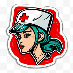 护士头帽图片_护士头卡通贴纸剪贴画 向量