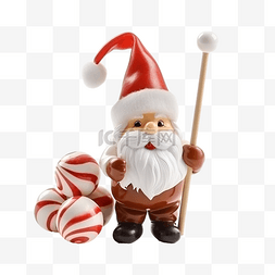 带焦糖棒和圣诞球的圣诞侏儒