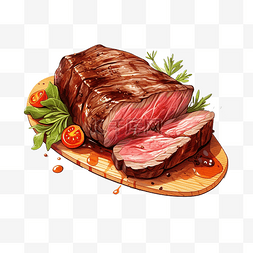牛肉浇汁饭图片_多汁的烤牛肉插画ai生成