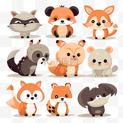 可爱的动物剪贴画有趣的动物和狐