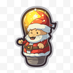 显示圣诞老人坐在灯泡剪贴画中的