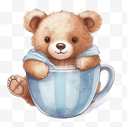 咖啡杯里的咖啡图片_咖啡杯里的泰迪熊插画
