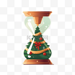 卡通玻璃沙漏图片_圣诞沙漏与平面设计中的圣诞树