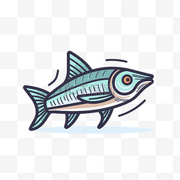 鱼标志图标蓝色沙丁鱼 向量