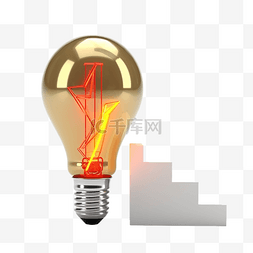技术进步图片_3d 灯泡与上升图