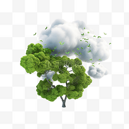 释放氧气图片_3d 插图云和氧气合适的生态