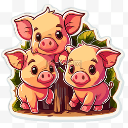 simmy design 的农场猪贴纸家族 向量